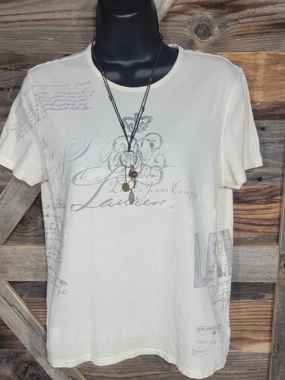 Ralph Lauren Cream Graphic Crewneck Tee